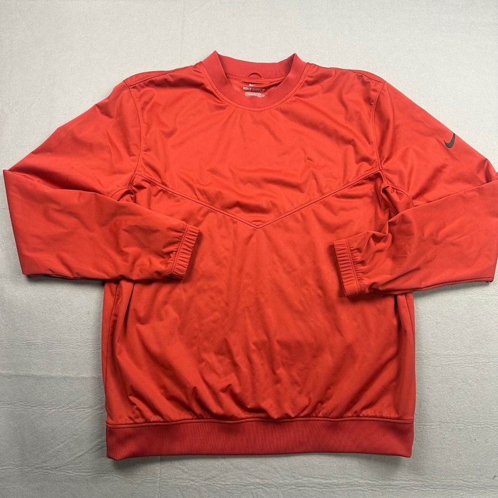Nike Shield Golf Pullover Mens Medium Red Crewneck Windbreaker CI8986-609